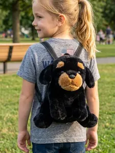 Cute Black Rottweiler Puppy Toy & Backpack