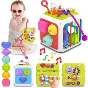 F-ITC09 Montessori Toys for 1 Year Old Girls Boys, Baby Sorter Learning Sensory Activity Cube, 1 Year Old Girl Boy Birthday Gifts, Baby Toys 12+ Months