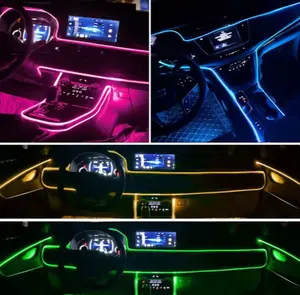 5M Car Interior RGB LED Light Strip Ambient Neon Invisible Light USB Fiber Optic Atmosphere Lamp Flexible EL Wire Strips 5V Customizable