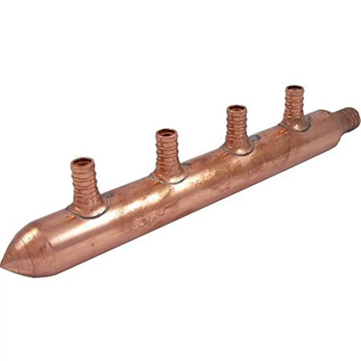 212 MAIN Copper Manifold - 4-Port Closed Bulk Plumbing Fitting, PEX Pipe Compatible