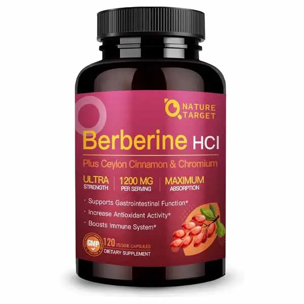 NATURE TARGET Berberine HCL 1200mg, Berberine Supplement with Ceylon Cinnamon, Chromium - Supports Immune, Gastrointestinal & Digestive Health, Non-GMO,...