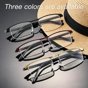 3pack Lightweight Stylish Reading Glasses Progressive Multi Focus Blue Light Blocking Rectangular Metal Semi Frame TR Temples Unisex Comfortable Fit Daily Sports Eyewear with Case