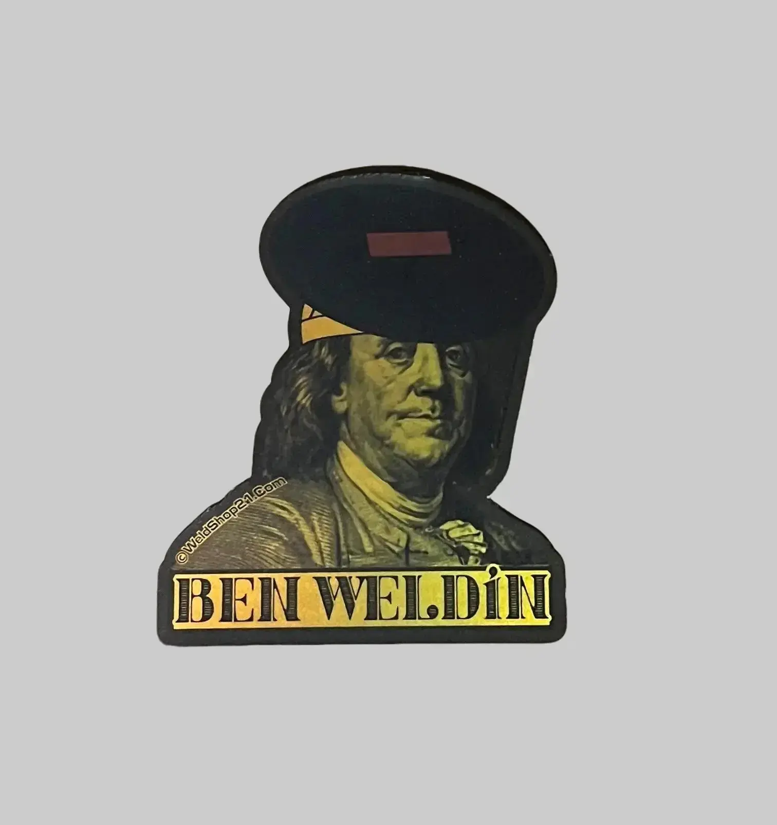 Benjamin Franklin Welder Sticker Gold Edition, Water Resistant, Cute Sticker