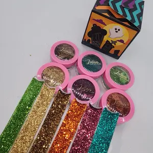 Latinas Nail Studio Glitter Powder Fall/Christmas Collection 6pz - Versatile Suggar Effect  Powder for Various Nail Applications - Multicolor Design, Smooth Finish