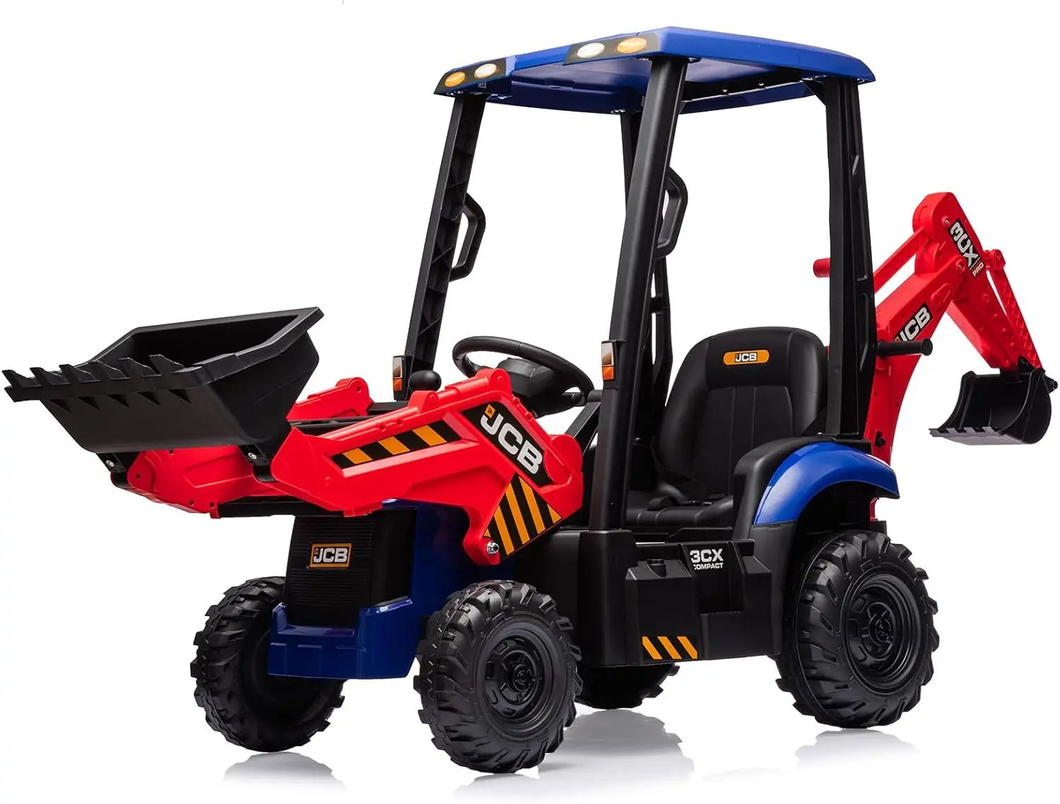 4 in 1 JCB Kids Excavator Ride On Toy with Remote Control & Front Loader & Digger, Four Transformable Forms Kids Ride On Car Toy