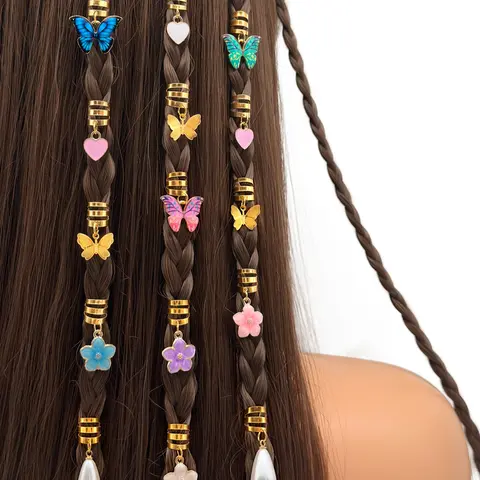 20pcs Butterfly Braid Clips, Crystal Dreadlock Hair Accessories, Colorful Butterflies Pendant Charms, Pearl Shiny Hair Jewelry Gifts, Flower Hair Clip, Fun Hair Clips, Hair Clip Set, Hairclip