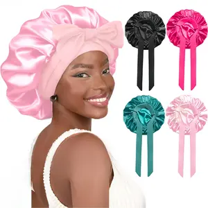 1/4 Pcs Double Layer Satin Bonnet,Soft and Breathable Hair Care Bonnet,Adjustable Night Sleeping Cap,Heatless Styling Tool for Women