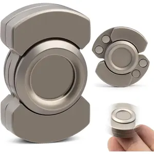 3-in-1 Fidget Toys Adults Kid: Spinner, Slider & Clicker – Magnetic Stainless Steel Bearing for Super-Stable Rotation – Stress Relief, Enhanced Focus, and Habit Breaking, Silver