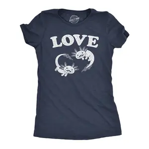 Womens Cute T Shirts Love Axolotl Funny Graphic Tees for Ladies Funny Womens T Shirts Cute Vintage Fashion Casual Ladies T-Shirt Gift Funny Animal Top Women's Novelty Tees Navy -