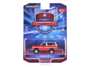 1987 GMC Jimmy "FDNY M.E.U. Red and White "First Responders" Series 2  1/64 Diecast Model Car by Greenlight