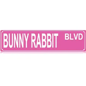 Funny Pink Slim sign Bunny Rabbit BLVD Metal Tin Sign Street Signs 16 x 4Inch Wall Art Decor Iron Poster for Home  Bar Cafe Indoor Outdoor Gifts