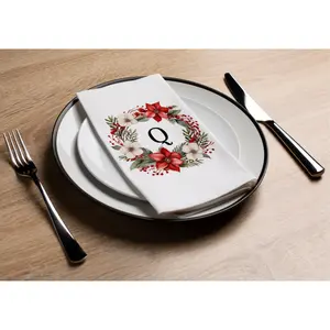 Disposable Paper Guest Towel with Christmas Holiday Napkins Flower Monogram "Q" - Pack of 16
