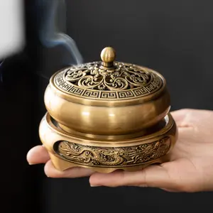 Antique-style bronze incense burner, suitable for home use, indoor, three-legged design, for burning agarwood and sandalwood incense, Chinese Zen style, tea ceremony incense burner, coil incense burner, aromatherapy burner.