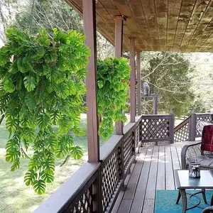 2-Piece Artificial Bamboo Vine Decor, Realistic Tropical Leaf Garland for Indoor Outdoor Decoration, Ideal for Home Kitchen Wedding, Artificial Plant Set