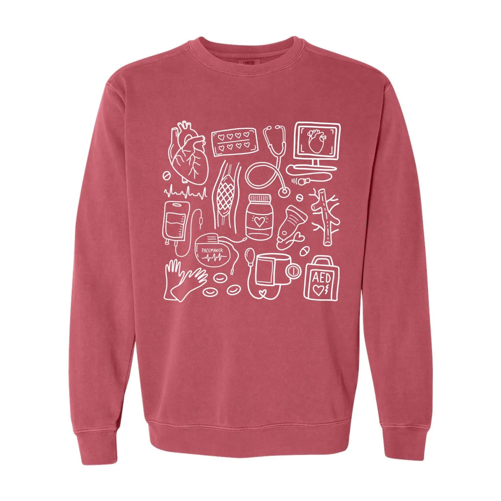 Cardiac Doodles Crewneck | Cardio Nurse | Cardiac Crewneck