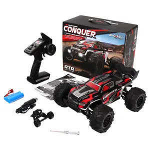 1:16 4WD RC Monster Truck, 2.4GHz Remote Control Off-Road Car, 100m Long Range, Rechargeable Battery, High-Speed All-Terrain Toy, Red/Blue