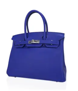 Pre-owned HERMÈS leather Handbags Birkin 30 Bleu Électrique Handbag 4000019924911
