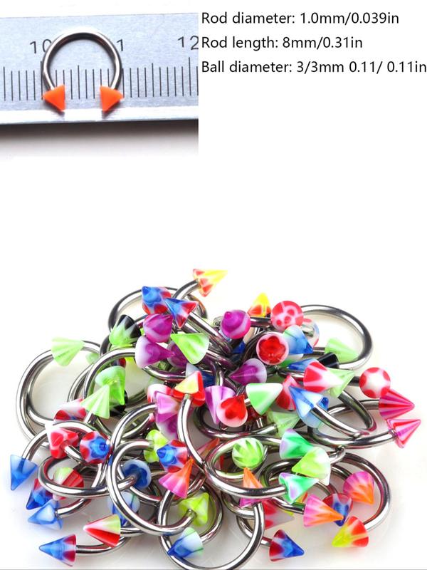 100pcs Stainless Steel Body Jewelry Set, Belly Rings Tongue Piercings Eyebrow Nose Lip Studs, 20 Models, Casual Colorblock Style, Nose Piercings Kit