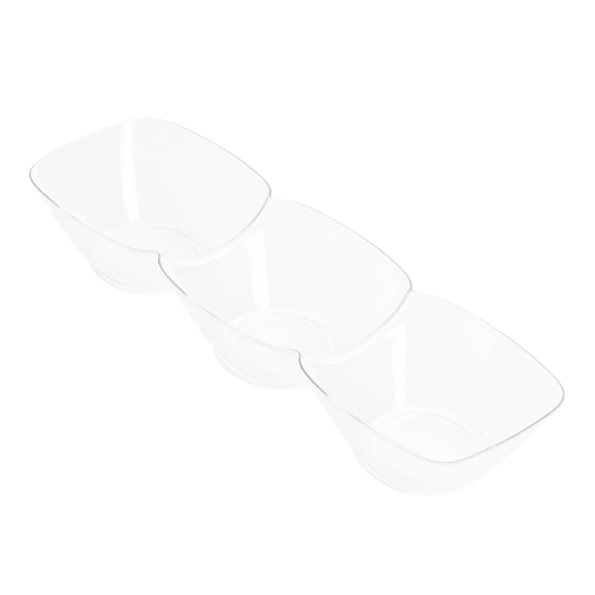 Clear Rectangular 3-Hole Mini Plastic Bowls
