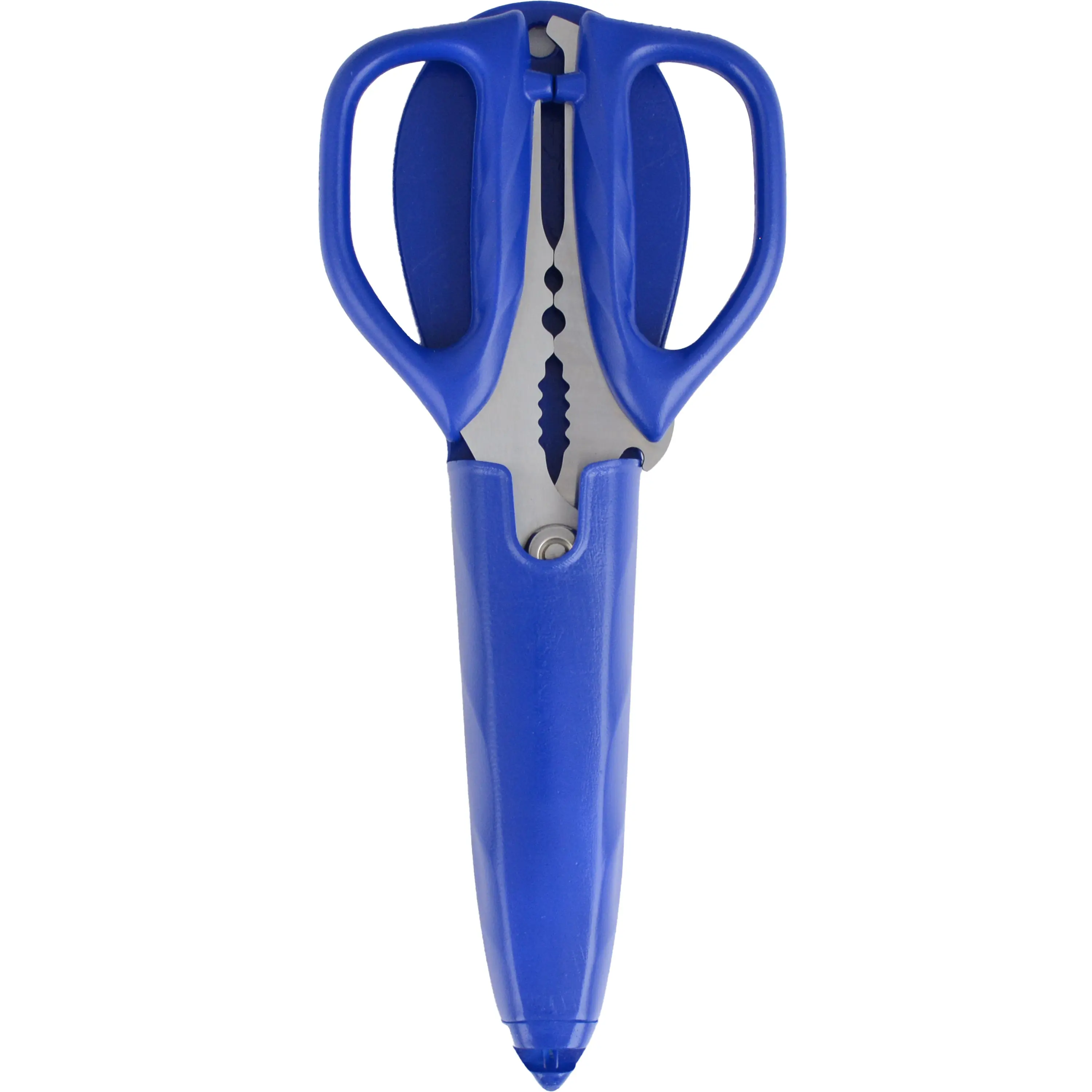 Westcott Kitchen Shear with detachable handles includes Sheath with built in Ceramic Sharpener, Blue (00861)