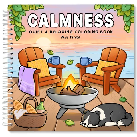 VIVI TINTA Adult Coloring Book - Office Art Supplies Relaxation Aid with 40 Cozy Coloring Pages, Paper Pages, Blank Space, Peaceful Scenes, Familiar Places, Friends, Artistic Expression, Thoughtful Gift for Teens
