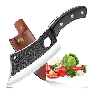 ROCOCO 6.3" Cleaver Butcher Knife Sharp Full Tang Knife with Sheath for Home Outdoor BBQ Camping Mother Father Gift Idea Men