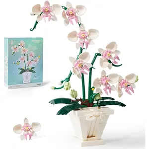 Orchid Flower Bouquet Set Compatible with Lego, Orchids Flowers Set with Vase for Adults, Teen Girls, 718 PCS Orchid Artificial Plant for Mother's Day, Valentine, Birthday