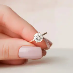 2 Carat Round Cut Solitaire Ring With Hidden Halo