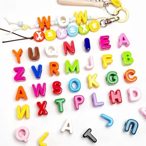 26Pcs Bag A-Z Colorful English Alphabet Letter Beads For Jewelry Making DIY Decorations Phone Chain Keyring Beaded Pen Name Accessories