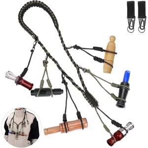 Duck Call Lanyard, Duck Hunting Accessories with 11 Adjustable Loops, Holds 11 Duck Calls,Comfort Neck Call Lanyard for Hunting Predator Ducks-with 2 Keychains