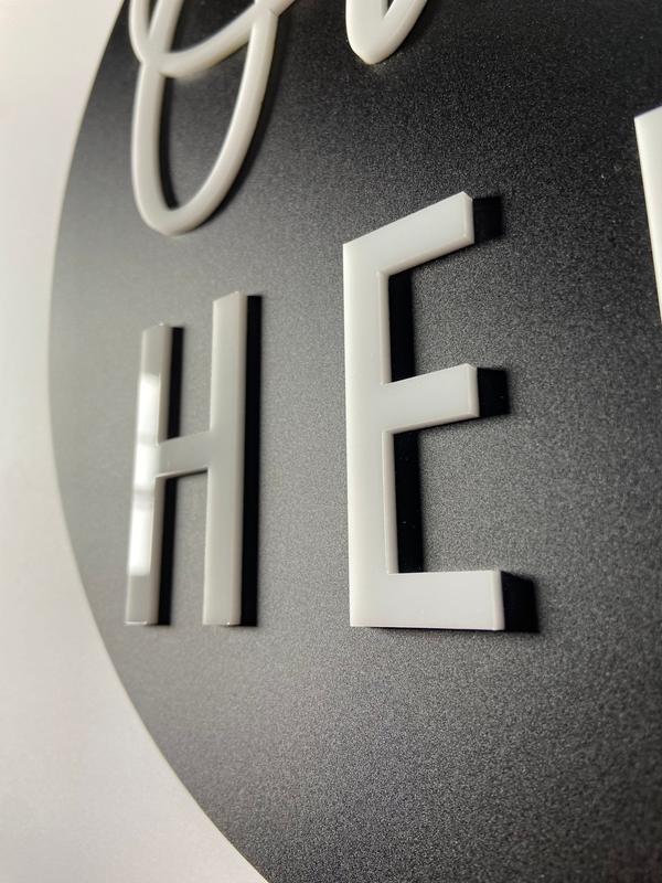 Order Here Pickup Here Outdoor Business Sign | Weatherproof and UV Stable | Food Truck Ice Cream Window | 3M Adhesive Backing 12x12” Round