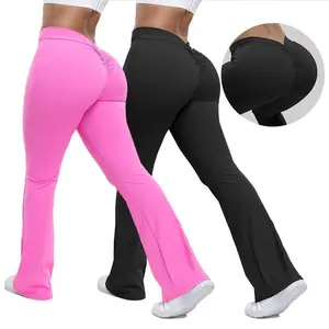 Women's Scrunch Flare Leggings with Butt Lift and Tummy Control, High Waisted Yoga Pants with Bell Bottom Style