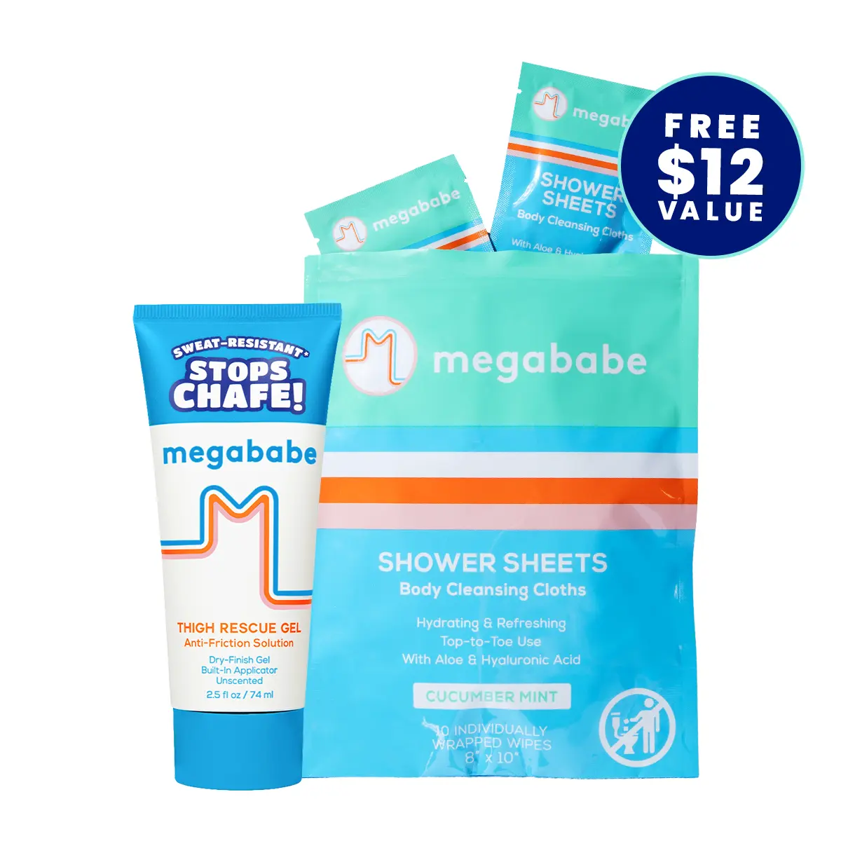Megababe Thigh Rescue Gel - Lightweight Unscented Body Care Barrier Relief Body Lotions & Creams, Anti-Friction Chafing Barrier, Sweat-Resistant, No-Mess Applicator, 2.5 fl oz (For Thighs, Bra-Lines), Moisturizers