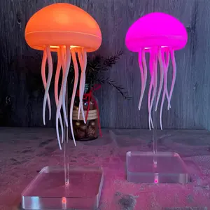 Jellyfish Design Night Light, USB Rechargeable Color Changing Tabletop Lamp, LED Jellyfish Decorative Light for Room, Novelty Lighting for Bedroom