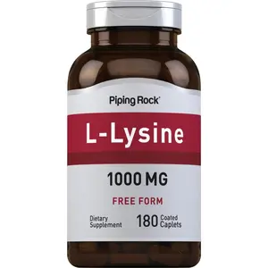 Piping Rock L-Lysine 1000mg | 180 Caplets | Free Form | Vegetarian, Non-GMO, Gluten Free