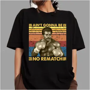 Men's Casual Fitted Printed Round Neck Short-Sleeve Apollo Creed "Ain't Gonna Be No Rematch" Movie Graphic Tee, Unisex Hoodie, Sweatshirts