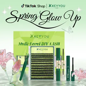 KEYYOU Puffsilk Flora DIY Lash Extension  Eyeliner Lash V3D Volume Fluffy Waterproof Long- Lasting Soft Cluster Lashes  144PCS D Curl 8-18MIX Cosmetic  3D spider lash upgrade2.0 TikTok Shop FebruaryFaves