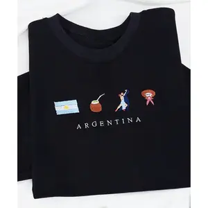 Argentina Embroidered Sweatshirt – Flag Crewneck with Tango, Gaucho Hat & Yerba Mate Icons, Premium Cultural Gift for Argentina Lovers