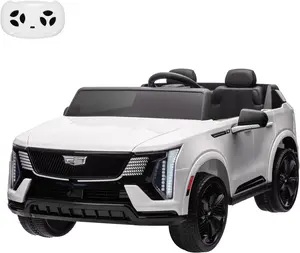 【Christmas Gift】White 24V Two Seater Licensed Cadillac Ride On Car For Kids With Remote Control Powerful 130W Motors Music Led Lights Spacious Design Full Wheel Suspension White