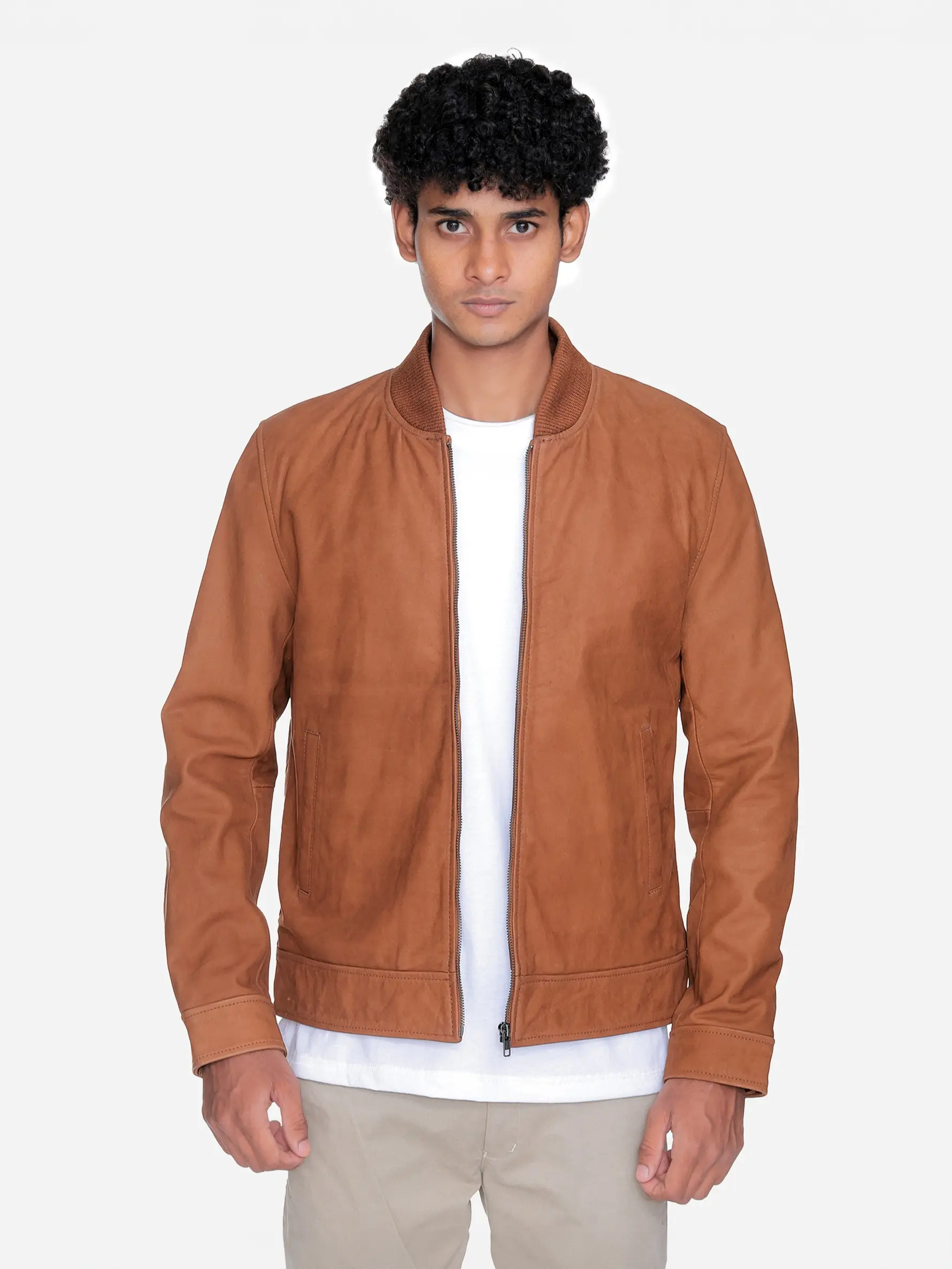 Eugene Brown Suede Leather Bomber Jacket