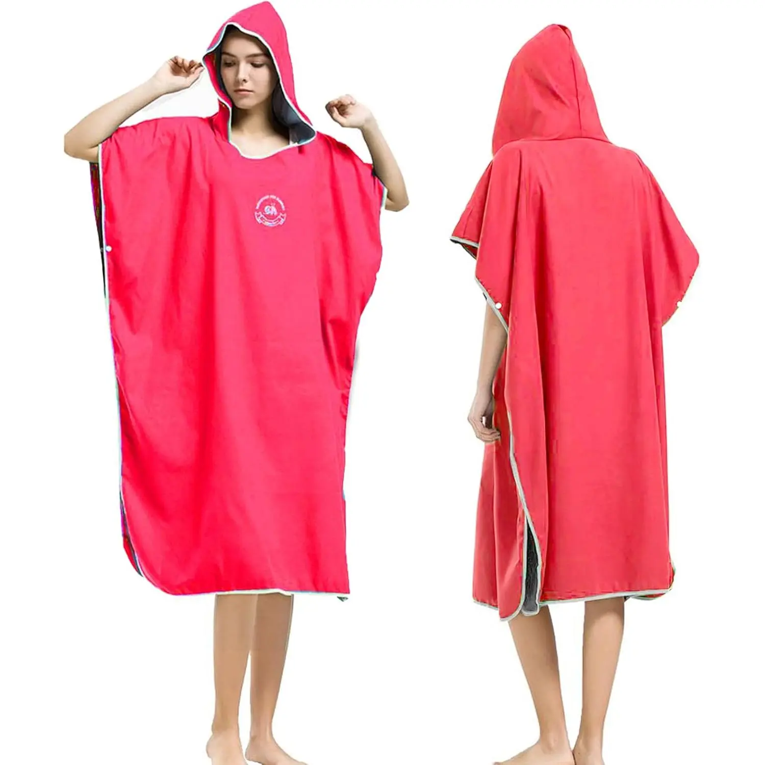 Microfiber Surf Poncho, Wetsuit Changing Bath Robe, Quick Dry Pool Swim Beach Towel with Hood
