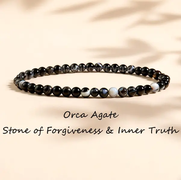 4mm Genuine Orca Agate Bracelet Heart Chakra Healing Crystal Jewelry Emotional Calm