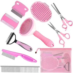 9PCS Dog Grooming Kit – Complete Pet Grooming Set with Slicker Brush, Deshedding Tool & Comb, Professional Dog Grooming Supplies for All Breeds, Reduces Shedding, Promotes Healthy Skin & Coat