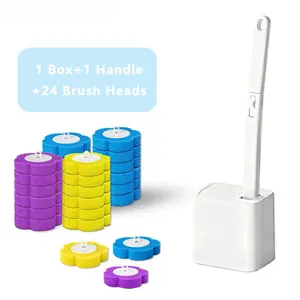 Disposable Toilet Brush, Toilet Bowl Wand Holder Set with 24PCS Cleaner Refills, Bathroom Cleaning System for Sink Bathtub Drain Wash Basin Urinal,Wall-Mount Scrubbing Toilet Brush Bathroom Cleaning Kit#tiktokshopstockup  #mothersdaygift