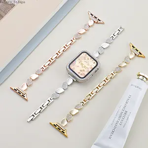 Oval Diamond Metal Watch Strap, Elegant Women's Slim Bracelet Band for Smart Watch 38/40/41/42/44/45/46/49mm