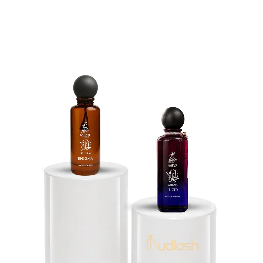 Oudlash Bundle | Ahlam | Enigma + Lucid | Unisex Fragrance | 200 ML | Eau De Parfum | Juicy Pear - Candied Sugar & Creamy Vanilla