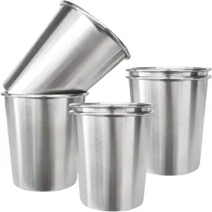 5 Pack 304 Stainless Steel Outdoor Camping Thickened Straight Water Cup Beer Cup Cold Drink Cup Portable Travel Mug Stacking Small Wine Glass Tea Cup