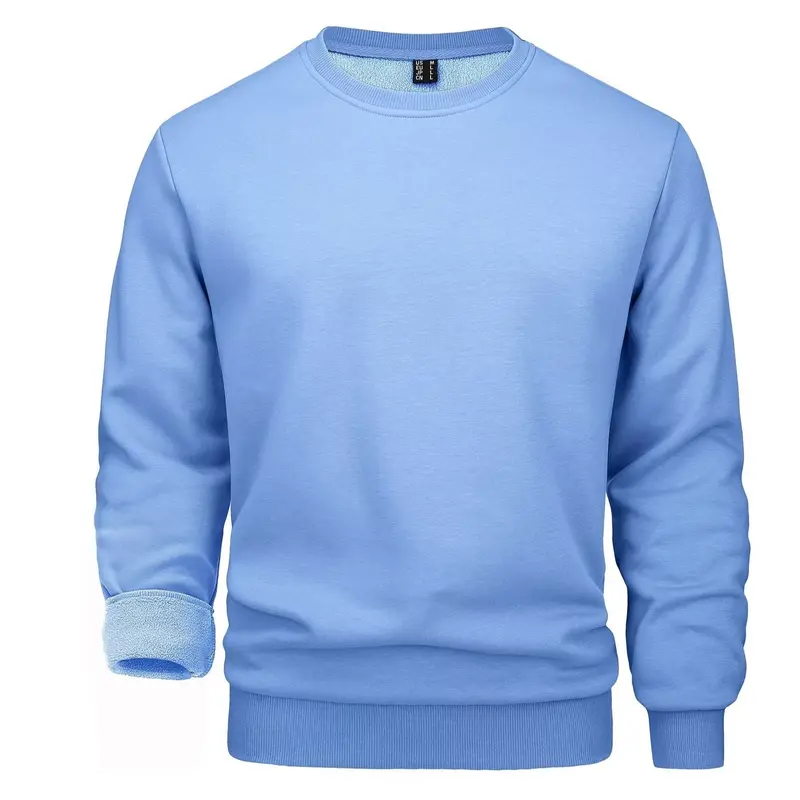 MAGCOMSEN Men's Fleece Blend Crew Neck Pullover Sweatshirt - Long Sleeve Pull-On Casual Athletic Top, Solid, Soft Cozy, Jacket-Friendly Fit, Ribbed Hem-Cuffs, Cotton-Polyester Knit Fabric for Outdoors