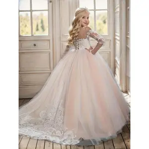 [Cute Flower Girl Dress] Cute Flower Girl Dress|   Long Sleeve Princess Dress Christmas Ball