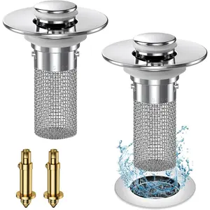 Multipurpose DrainHair Catcher, Portable Shower Drain HairStopper with rubber Leakproof Ring, UniversalDrain Cover Hair Filter for Sink BathtubShower,Stainless Steel Metal Pop Up SinkStopper, Anti-clogging filter, Home Accessories